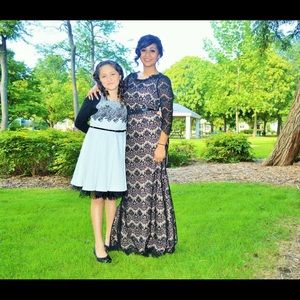 Long Black lace Bridesmaid/prom dress